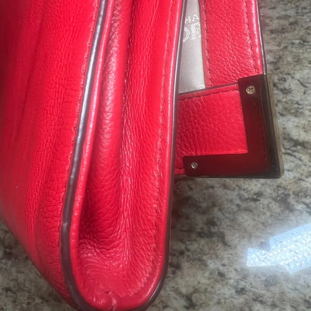 Michael Kors Red Beverly Clutch Shoulder Bag